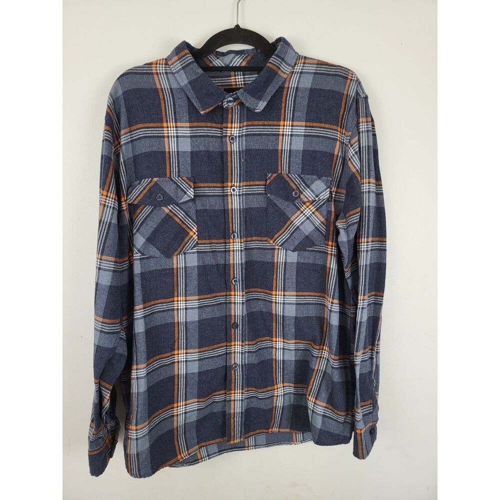 Valor Collective Button Front Long Sleeve Shirt XXL Mens Blue‎ Orange Casual